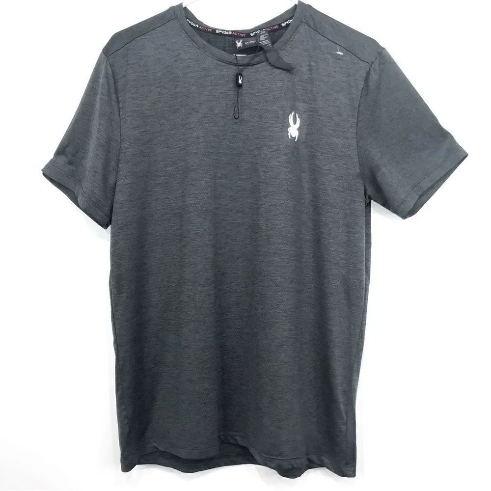 Spyder Active Gray Performance Athletic Short Sleeve Shirt- New Without Tags